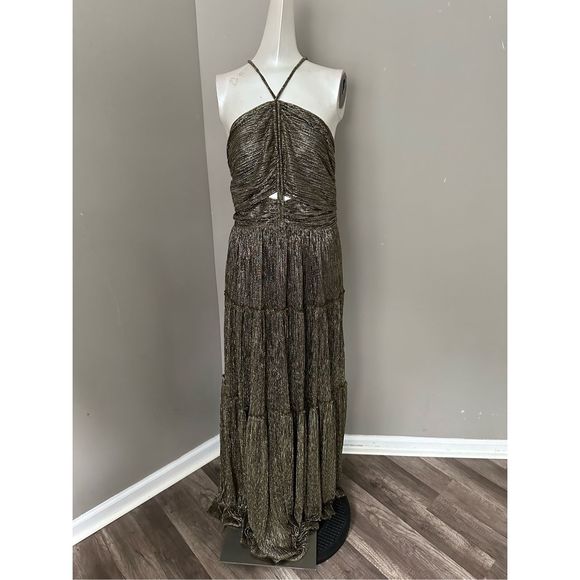 A.L.C. Kai Metallic Halter Maxi Dress - Picture 3 of 9